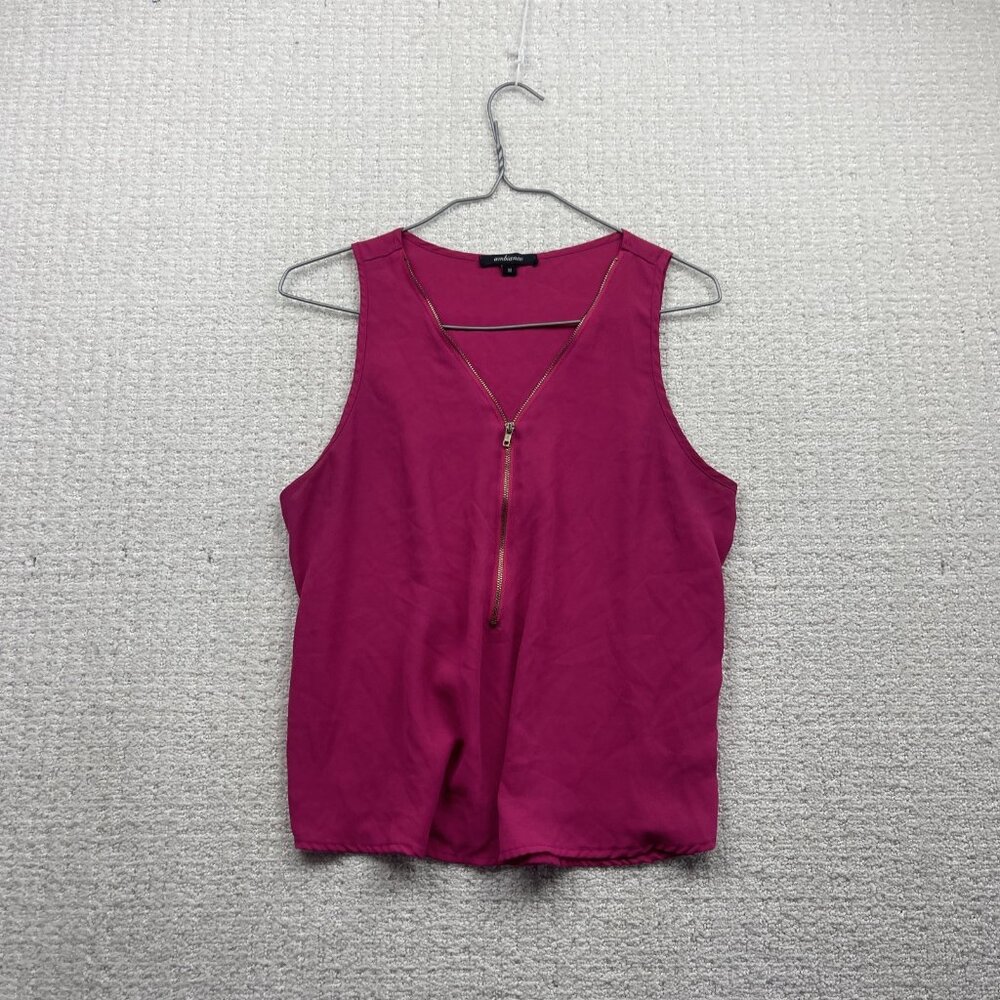 Ambiance Sleeveless Zip Front Top Pink Blouse Women’s M Minimalist Summer Top
